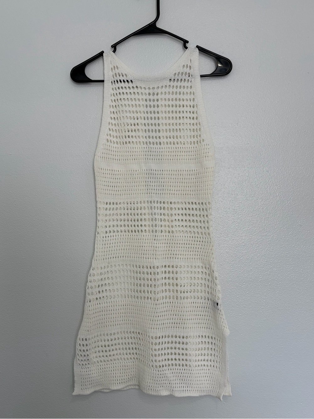 Shein Women’s XS Ivory Crochet Knit Dress Keyhole Back Side Slits